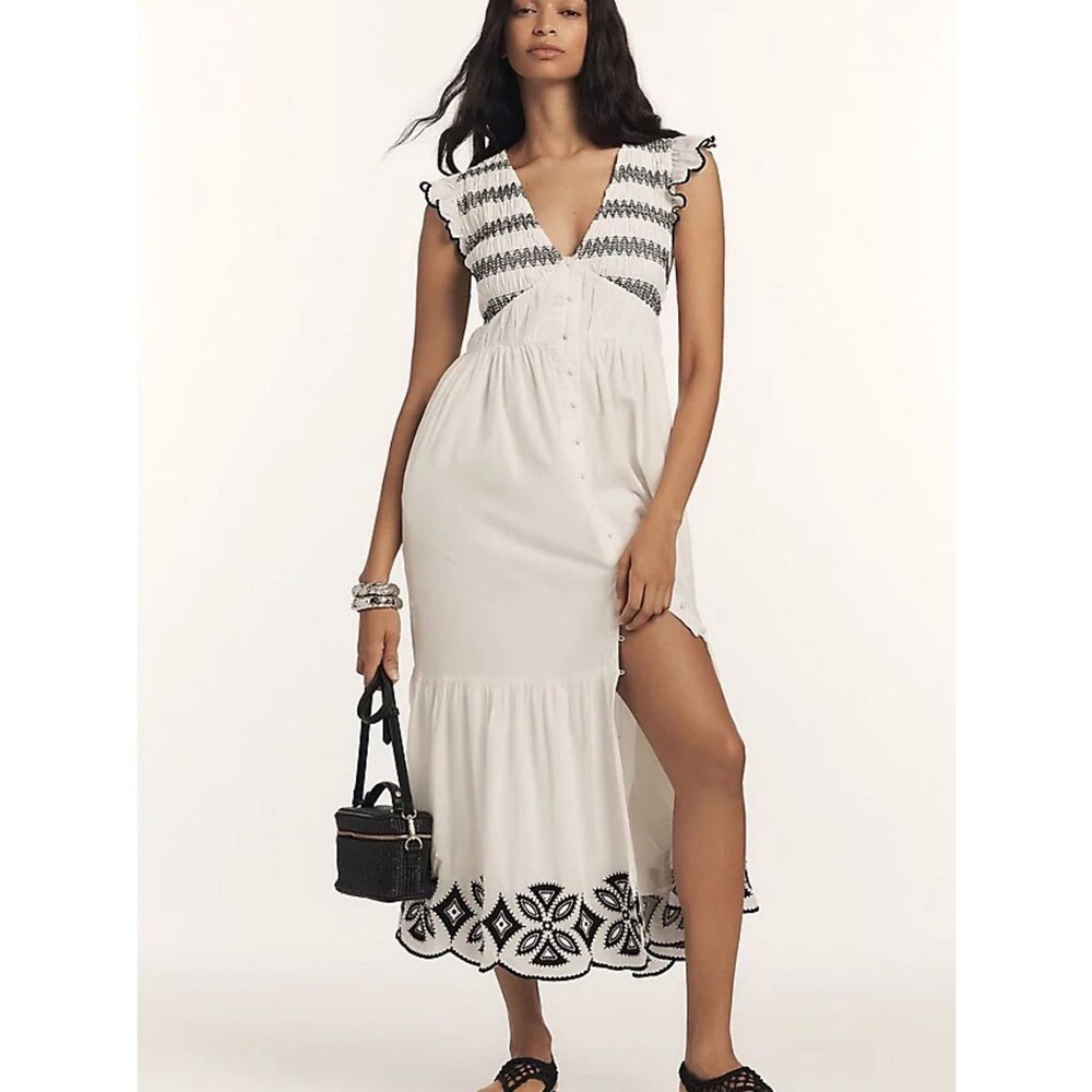 Anthropologie Peregrine Embroidered Smocked Maxi Dress - Picture 12 of 16